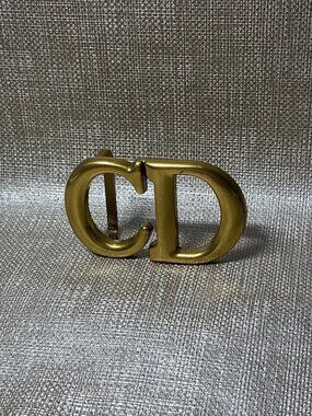 Vintage Christian Dior CD Monogram Brass Belt Buckle 1980s 1990s